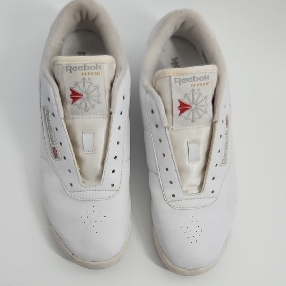 Vintage Reebok Classic White Sneaker No Laces Size 8